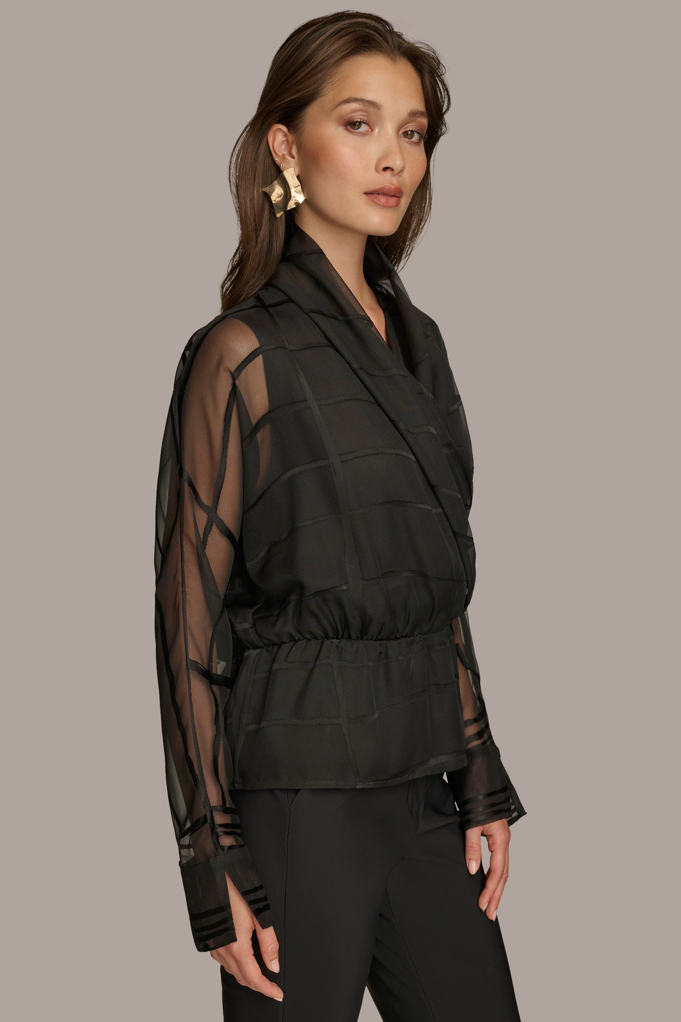 (image for) INGENIOUS BURNOUT FAUX WRAP BLOUSE